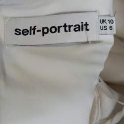 Pre Owned فستان سيلف بورتريه فسكوز أبيض بكشكشة حافة غير متساوية مقاس متوسط - ميديوم