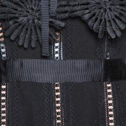 Pre Owned Self Portrait Black Crepe Lace Overlay Hinkley Midi Dress M