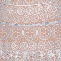 مملوكة مسبقًا Self Portrait White Floral Lace Halter Neck Mini Dress M