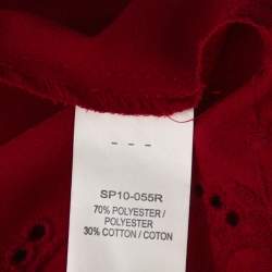 Pre Owned Self-Portrait Raspberry Red Lace Tiered Off Shoulder Dress S