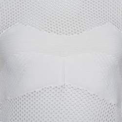Pre Owned Self Portrait White Eyelet Knit Frill Cold Shoulder Top S