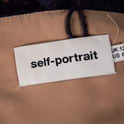 Pre Owned Self-Portrait Navy Blue Sheer Lace Paneled Amaryllis Column Dress M