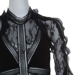 Pre Owned Self Portrait Black Lace Paneled Hall Jumpsuit M