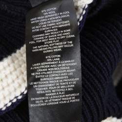 Pre Owned Self-Portrait Navy Blue & White Stripe Knit Cropped Sweater M