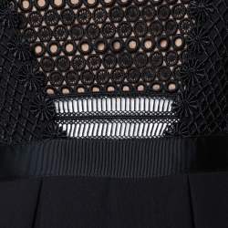 مملوكة مسبقًا فستان ميدي سيلف بورتريه ليلا دانتيل جيبير أسود مقاس صغير - سمول