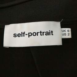 Pre Owned Self-Portrait Black Crepe Ruffled Lace Panel Wide Leg Jumpsuit S