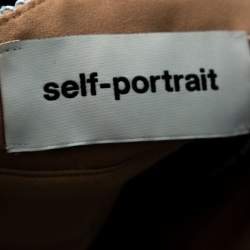 Pre Owned فستان ميدي سيلف بورتريه مورد أسود بياقة مقاس ميديوم - متوسط