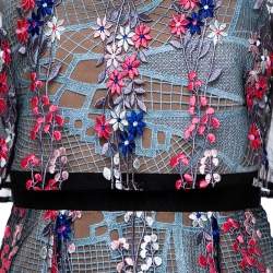 Pre Owned فستان ميدي سيلف بورتريه مورد أسود بياقة مقاس ميديوم - متوسط