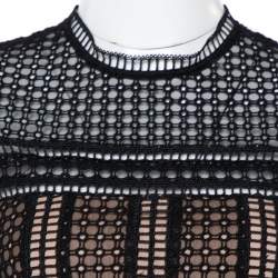 Pre Owned فستان سيلف بورتريه أوريلا حلقات أسود بطيات مقاس S