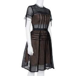 Pre Owned فستان سيلف بورتريه أوريلا حلقات أسود بطيات مقاس S