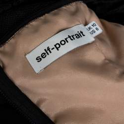 Pre Owned Self Portrait Black Cady & Lace Ruffled Cropped Jumpsuit M