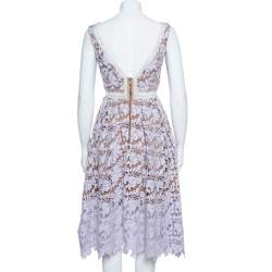 Pre Owned Self Portrait Pale Lilac Guipure Lace Sleeveless Midi Dress S