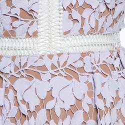 Pre Owned Self Portrait Pale Lilac Guipure Lace Sleeveless Midi Dress S