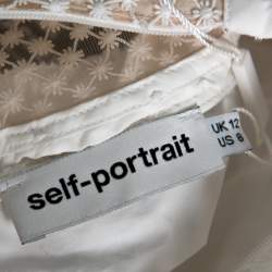 Self Portrait White Cotton Lace Panel Ruffled Hudson Top M