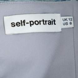 مملوكة مسبقًا فستان سيلف بورتريت متوسط الطول طبقات دانتيل بايزلي أزرق فاتح مقاس وسط (ميديوم)