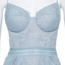 مملوكة مسبقًا فستان سيلف بورتريت متوسط الطول طبقات دانتيل بايزلي أزرق فاتح مقاس وسط (ميديوم)