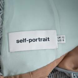 مملوكة مسبقًا Self Portrait Mint Green Guipure Lace Teardrop Paneled Mini Dress M