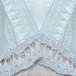 مملوكة مسبقًا Self Portrait Mint Green Guipure Lace Teardrop Paneled Mini Dress M