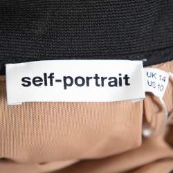 Pre Owned Self Portrait Navy Blue Guipure Lace Pleated Sofia Skirt L