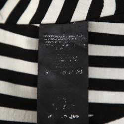 Pre Owned Self Portrait Monochrome Striped Stretch Cotton Asymmetric Top S