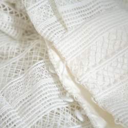 Pre Owned Self Portrait White Paneled Lace Sheer Long Sleeve Top S