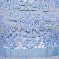 Pre Owned فستان سيلف بورتريت ميني واسع دانتيل غوبير بنفسجي مقاس صغير