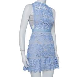 Self Portrait Purple Guipure Lace Flared Mini Dress S