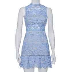 Self Portrait Purple Guipure Lace Flared Mini Dress S