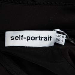 Pre Owned Self-Portrait Black Sequin & Bead Embellished Knit Sleeveless Cropped Jumpsuit S