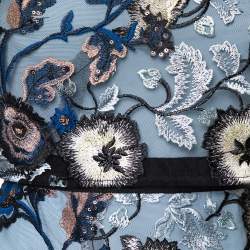 مملوكة مسبقًا فستان سيلف بورتريت فلورنتين طباقات مطرز مورد ماكسي أزرق مقاس وسط (ميديوم) 