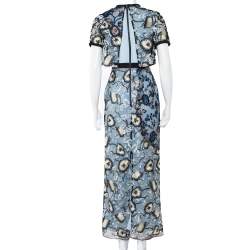 مملوكة مسبقًا فستان سيلف بورتريت فلورنتين طباقات مطرز مورد ماكسي أزرق مقاس وسط (ميديوم) 