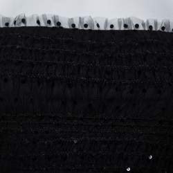 مملوكة مسبقًا Self-Portrait Black Polka Dot Tulle Sequin Embellished Ruched Midi Dress S