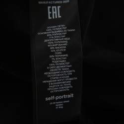 مملوكة مسبقًا Self-Portrait Black Polka Dot Tulle Sequin Embellished Ruched Midi Dress S