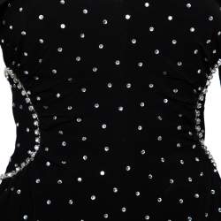 Pre Owned Self-Portrait Black Diamante Off-Shoulder Mini Dress S