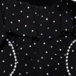 Pre Owned Self-Portrait Black Diamante Off-Shoulder Mini Dress S