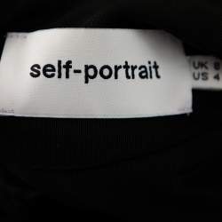 Pre Owned Self-Portrait Black Mesh Overlay Detail Flared Dress S