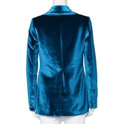 Pre Owned Self Portrait Blue Velvet Button Front Blazer S