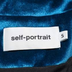 Pre Owned Self Portrait Blue Velvet Button Front Blazer S