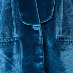 Pre Owned Self Portrait Blue Velvet Button Front Blazer S