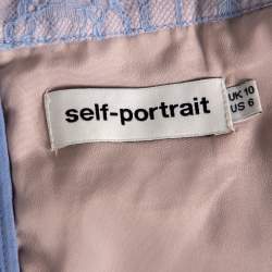 Pre Owned فستان ماكسي سيلف-بورتريه دانتيل أزرق بأكتاف مكشوفة وطبقات مقاس متوسط - ميديوم