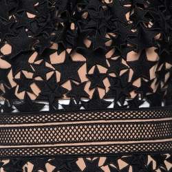 Pre Owned Self Portrait Black Guipure Lace Yoke Star Mini Dress S