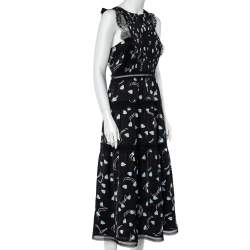 Self-Portrait Black Abstract Geo Print Sleeveless Midi Dress M