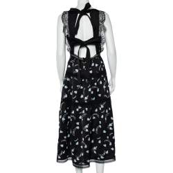 Self-Portrait Black Abstract Geo Print Sleeveless Midi Dress M