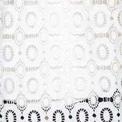 Pre Owned Self-Portrait White Guipure Lace Victorian Sleeve Detail Top M 