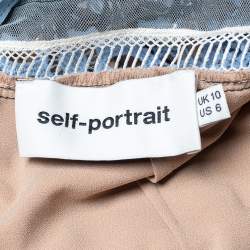 Pre Owned Self-Portrait Blue Guipure Lace Paneled Dress M