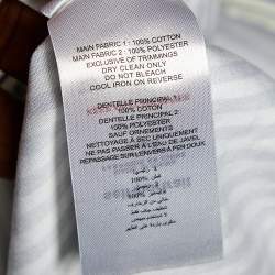 Pre Owned Self-Portrait Blue Striped Cotton & Contrast Lace Long Sleeve Top M