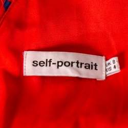 Pre Owned Self-Portrait Red Printed Crepe De Chine Tiered Midi Dress S