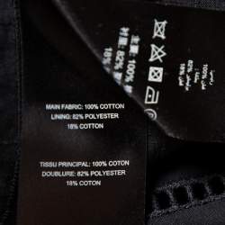 Pre Owned Self-Portrait Navy Blue Eyelet Cotton Button Front Off-Shoulder Dress S