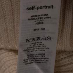 Pre Owned Self-Portrait Cream Wool Knit Ruffle Detailed Off-Shoulder Sweater S