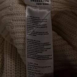 Pre Owned Self-Portrait Cream Wool Knit Ruffle Detailed Off-Shoulder Sweater S